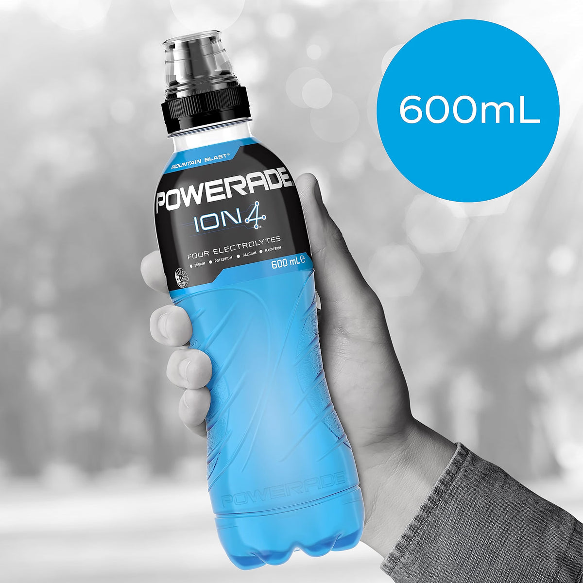 Powerade ION4 Mountain Blast Sports Drink Sipper Cap Multipack Bottles 12 x 600mL