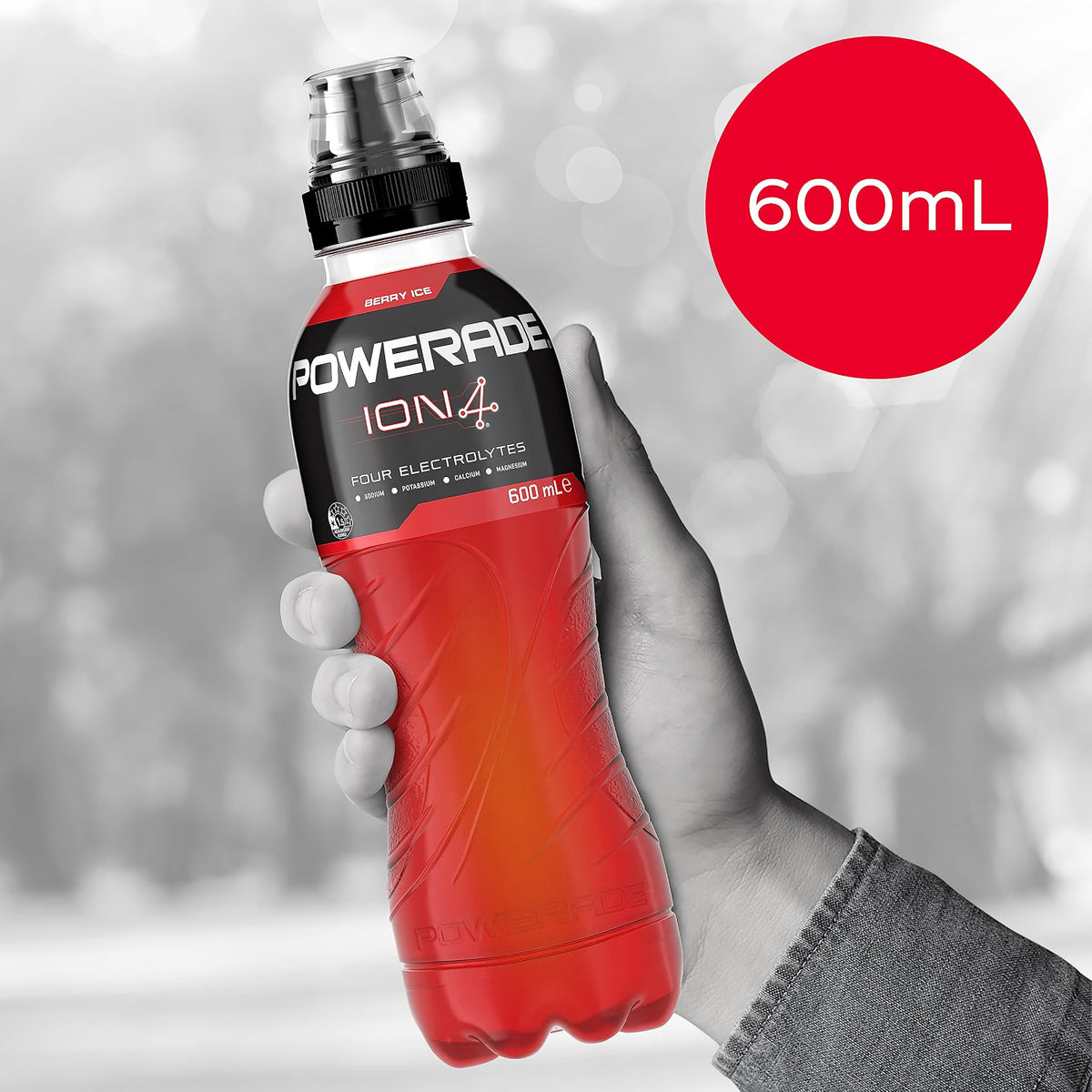 Powerade ION4 Berry Ice Sports Drink Sipper Cap Multipack Bottles 12 x 600mL