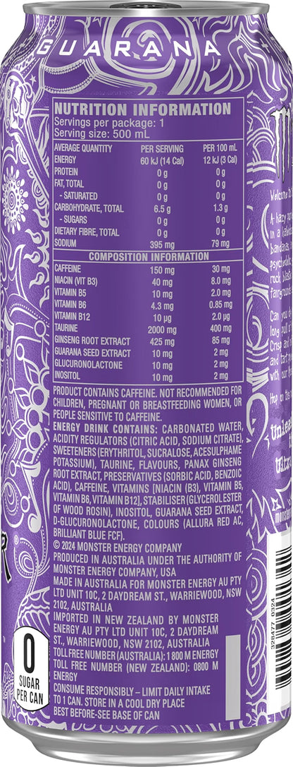 Monster Energy Drink Ultra Violet 24 x 500mL