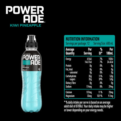 Powerade ION4 Kiwi & Pineapple Sipper Cap Multipack Bottles 12 x 600mL