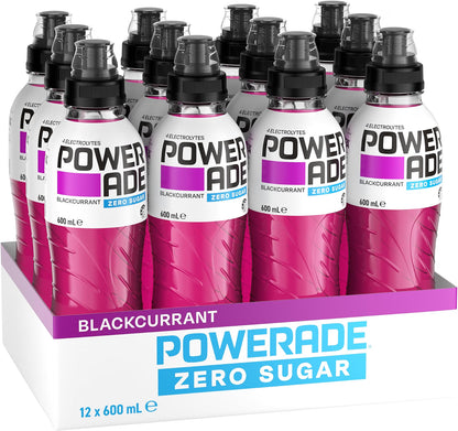 Powerade Zero Sugar Blackcurrant Sipper Cap Multipack Bottles 12 x 600mL