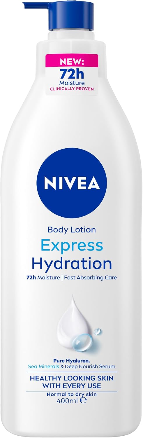 NIVEA Express Hydration Body Lotion 400ml | With Deep Moisture Serum for Lasting Hydration | Fast Absorbing Formula | 72-Hour Intensive Moisture | Smoothes Dry Skin | Perfect for Everyday Use