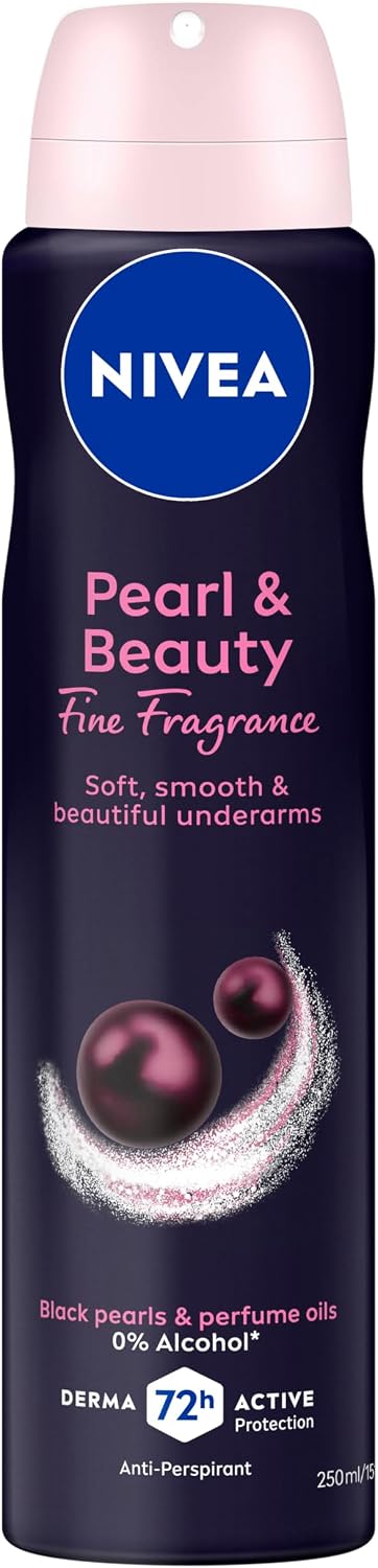 NIVEA Pearl & Beauty Fine Fragrance Anti-Perspirant Aerosol Deodorant 250ml | 72-Hour Sweat & Odour Protection | Long-Lasting Freshness | Skin-Safe Formula | With Perfume Oils