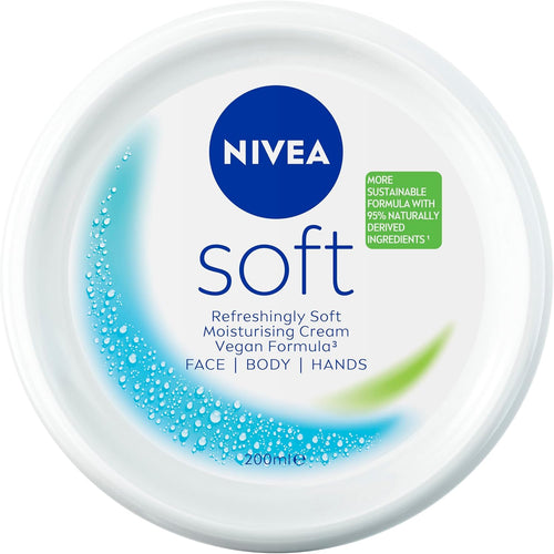 NIVEA Soft Moisturising Cream 200ml | Face and Body Lotion | With Vitamin E & Jojoba Oil | Softening and Hydrating Formula | All Skin Types | Long-Lasting Moisture