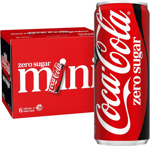 Coca-Cola Zero Sugar Soft Drink Multipack Mini Cans 6 x 250mL