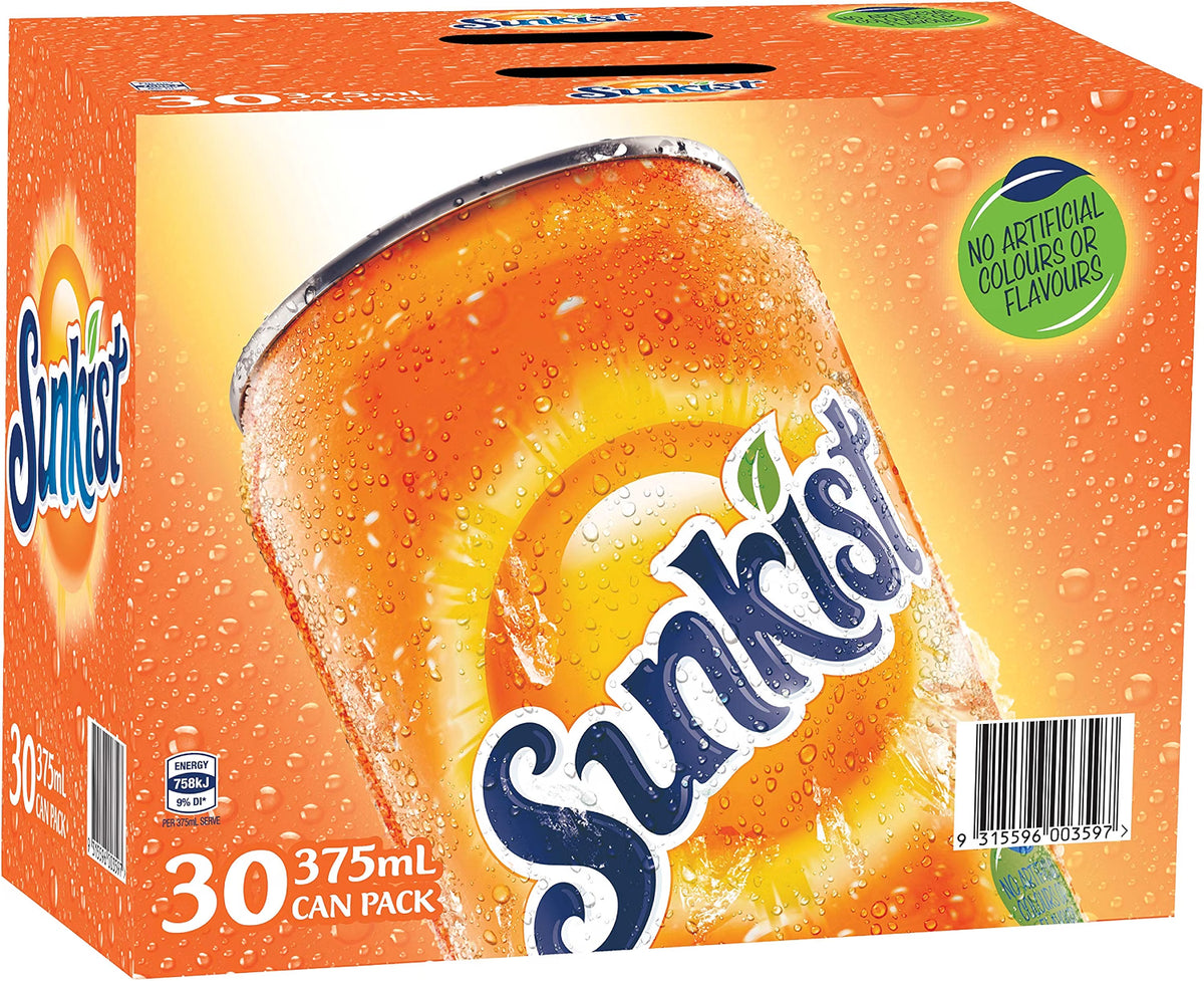 Sunkist Orange Soft Drink, 30 x 375ml