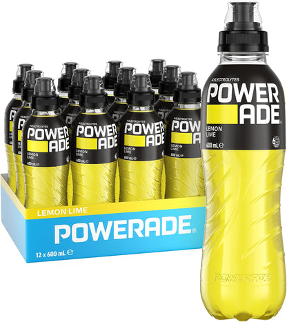 Powerade ION4 Lemon Lime Sports Drink Sipper Cap Multipack Bottles 12 x 600mL