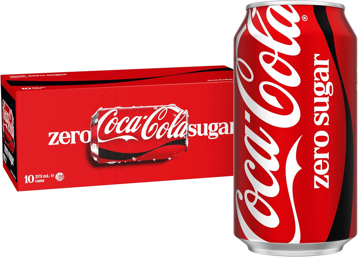 Coca-Cola Zero Sugar Soft Drink Multipack Cans 10 x 375 mL