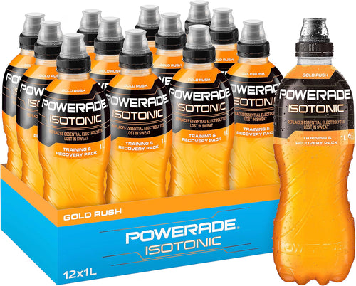 Powerade ION4 Gold Rush Sports Drink Sipper Cap Multipack Bottles 12 x 1L