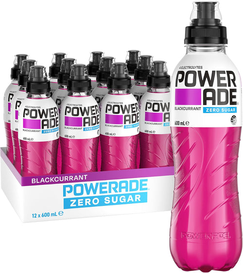 Powerade Zero Sugar Blackcurrant Sipper Cap Multipack Bottles 12 x 600mL