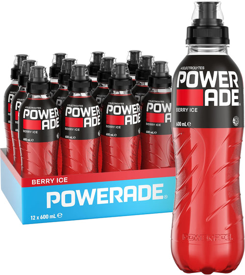 Powerade ION4 Berry Ice Sports Drink Sipper Cap Multipack Bottles 12 x 600mL
