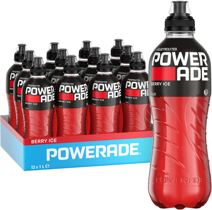 Powerade ION4 Berry Ice Sports Drink Sipper Cap Multipack Bottles 12 x 1L