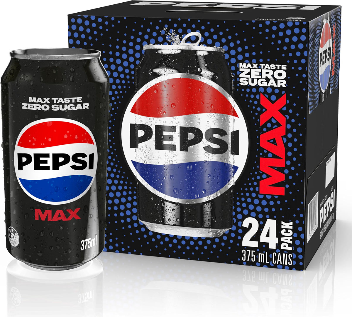 Pepsi Max No Sugar Soft Drink Can 375 ml (Pack of 24)