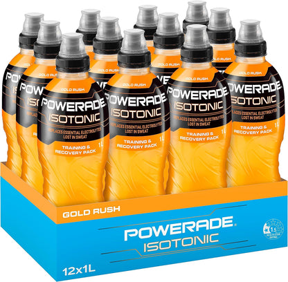 Powerade ION4 Gold Rush Sports Drink Sipper Cap Multipack Bottles 12 x 1L