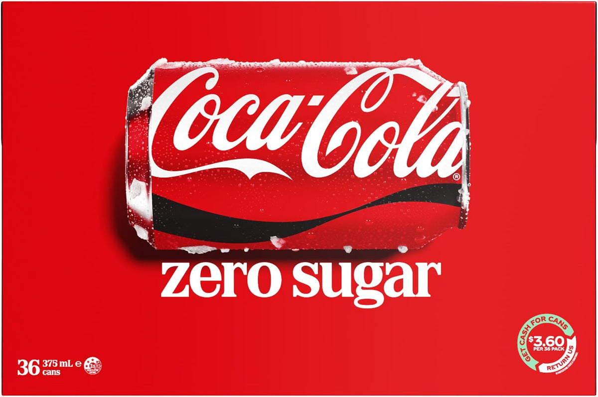 Coca-Cola Zero Sugar Soft Drink Multipack Cans 36 x 375mL