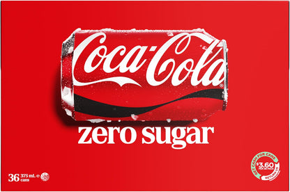 Coca-Cola Zero Sugar Soft Drink Multipack Cans 36 x 375mL