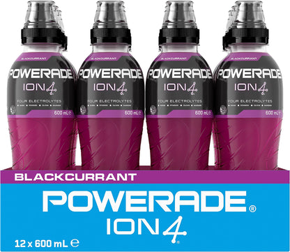 Powerade ION4 Blackcurrant Sports Drink Sipper Cap Multipack Bottles 12 x 600mL