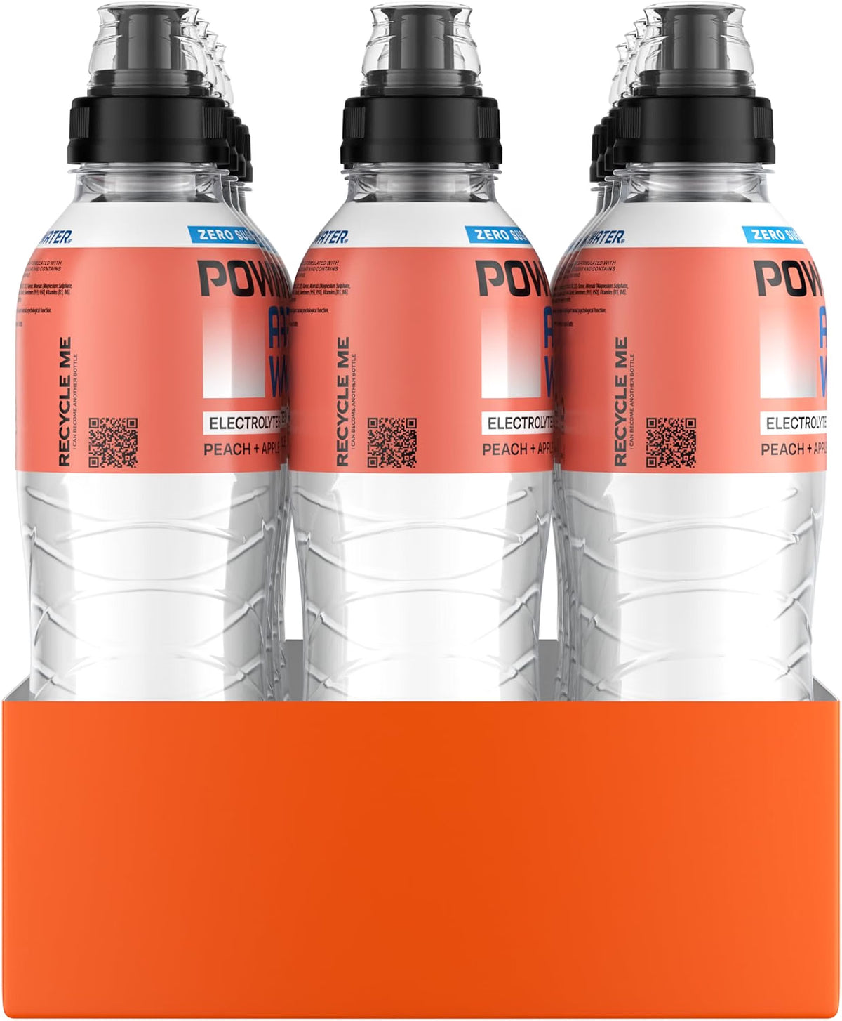 Powerade Zero Sugar Active Water Peach and Apple Sipper Cap Multipack Bottles 12 x 600mL