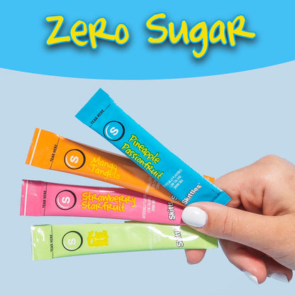 Skittles Singles To Go Variety Pack, Watertok Powdered Drink Mix, Zero Sugar, Low Calorie, Includes 4 Flavors, 1 Box (20 Single Servings) (Tropical)