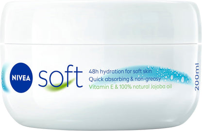 NIVEA Soft Moisturising Cream 200ml | Face and Body Lotion | With Vitamin E & Jojoba Oil | Softening and Hydrating Formula | All Skin Types | Long-Lasting Moisture