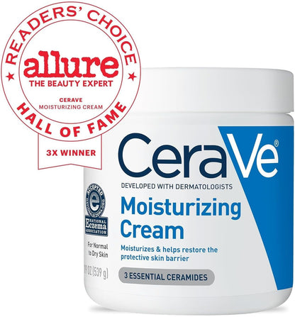 CeraVe Moisturizing Cream | Body and Face Moisturizer for Dry Skin | Body Cream with Hyaluronic Acid and Ceramides | Daily Moisturizer | Oil-Free | Fragrance Free | Non-Comedogenic | 19 Ounce