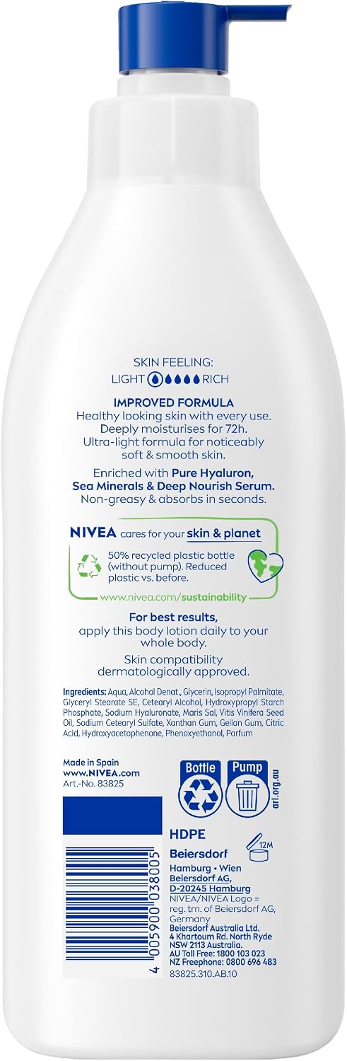 NIVEA Express Hydration Body Lotion 400ml | With Deep Moisture Serum for Lasting Hydration | Fast Absorbing Formula | 72-Hour Intensive Moisture | Smoothes Dry Skin | Perfect for Everyday Use
