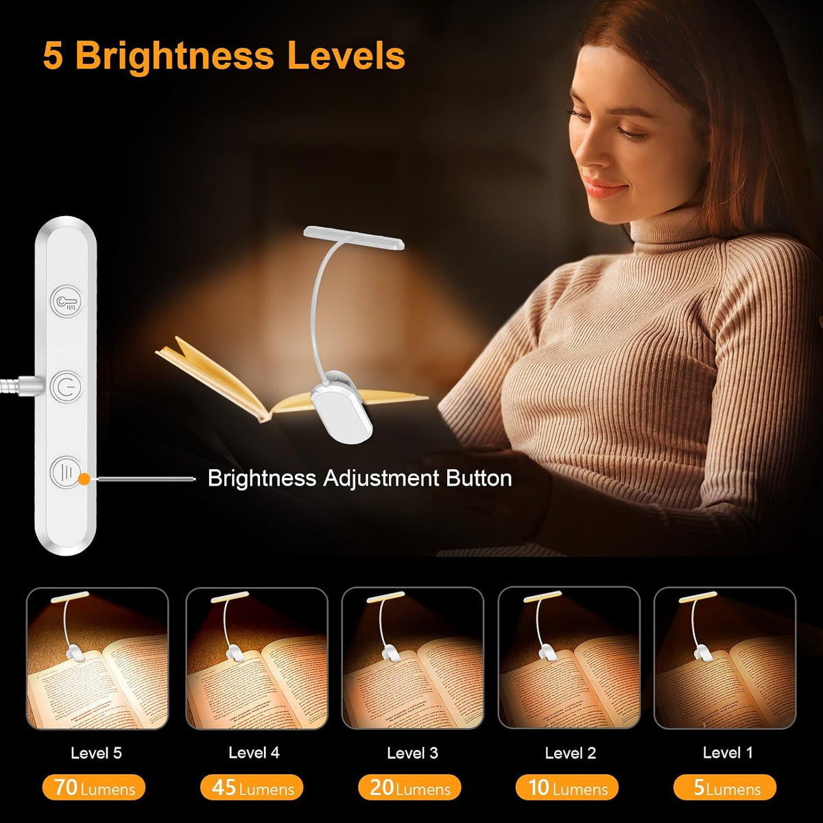 Gritin 19 LED Rechargeable Book Light for Reading in Bed-Memory Function
