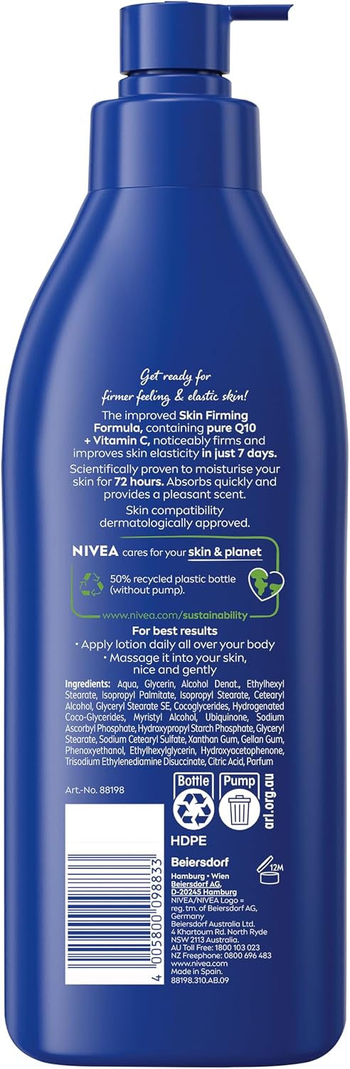 NIVEA Q10 Rich Firming Body Lotion with Vitamin C 400ml | Intensive 72-hour Moisture | Improve Skin's Firmness | Enhances Elasticity | For Dry Skin Types | Perfect for Daily Use