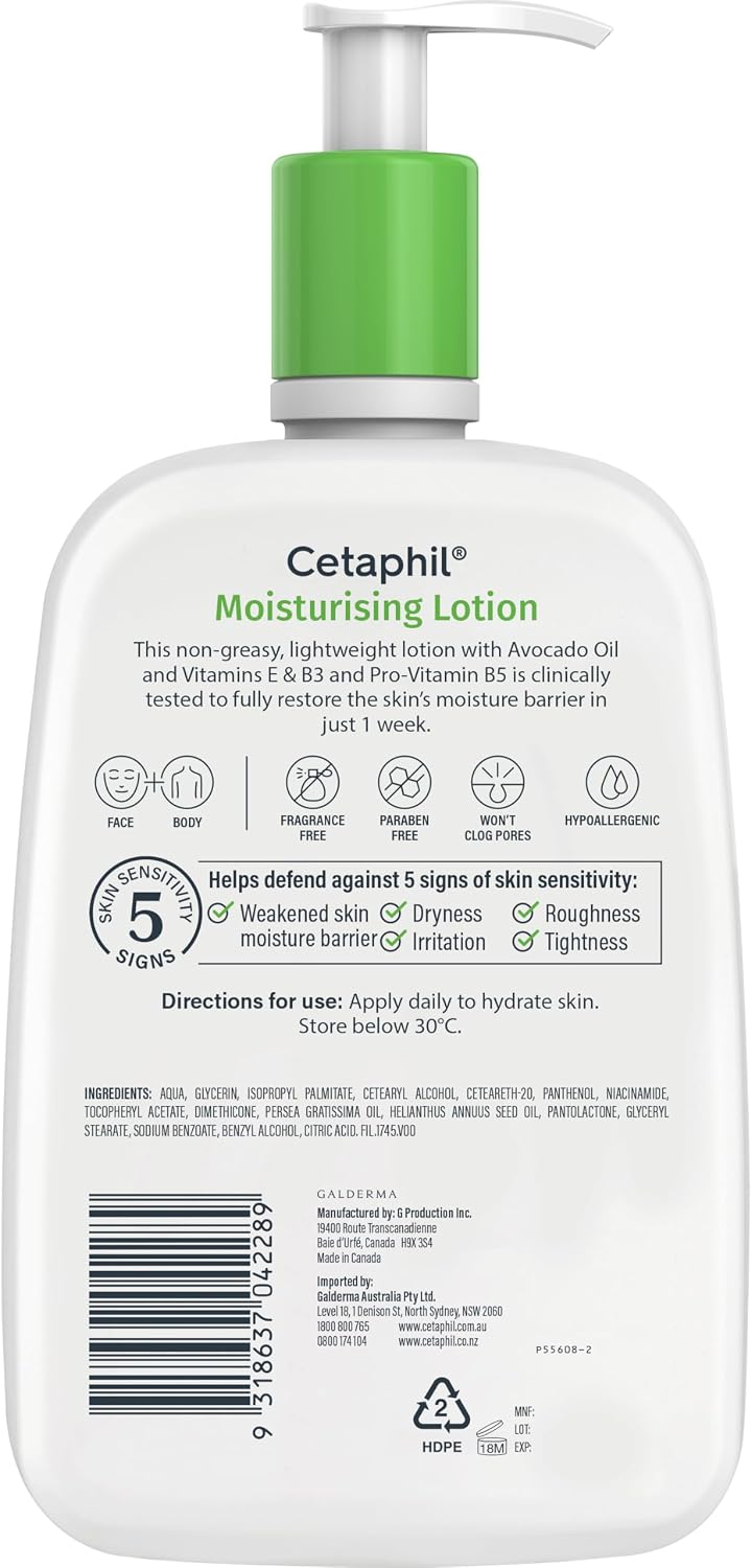 Cetaphil Moisturising Lotion 1L, Face & Body Moisturiser