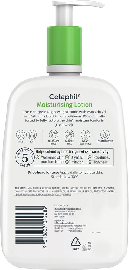 Cetaphil Moisturising Lotion 1L, Face & Body Moisturiser