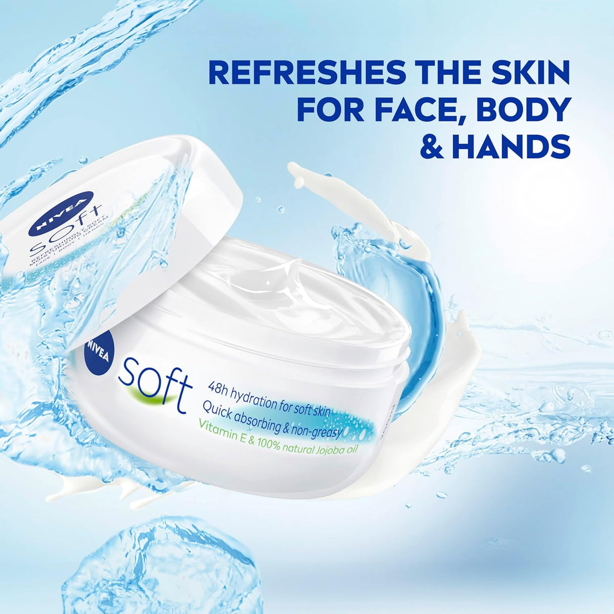 NIVEA Soft Moisturising Cream 200ml | Face and Body Lotion | With Vitamin E & Jojoba Oil | Softening and Hydrating Formula | All Skin Types | Long-Lasting Moisture