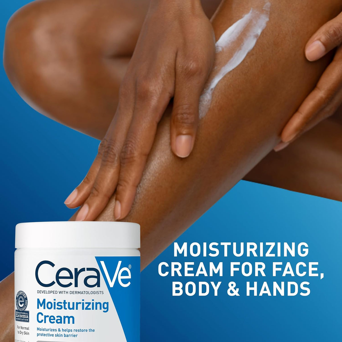 CeraVe Moisturizing Cream | Body and Face Moisturizer for Dry Skin | Body Cream with Hyaluronic Acid and Ceramides | Daily Moisturizer | Oil-Free | Fragrance Free | Non-Comedogenic | 19 Ounce