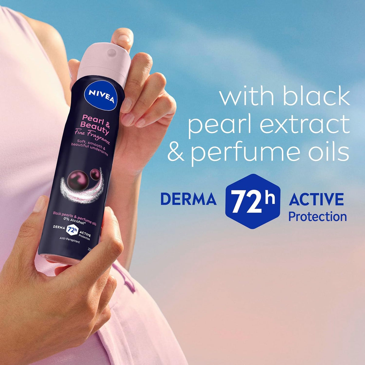 NIVEA Pearl & Beauty Fine Fragrance Anti-Perspirant Aerosol Deodorant 250ml | 72-Hour Sweat & Odour Protection | Long-Lasting Freshness | Skin-Safe Formula | With Perfume Oils