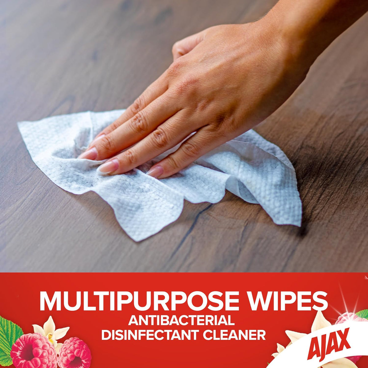 Ajax Antibacterial Surface Cleaning Wipes, Vanilla & Berries, 110 Pack