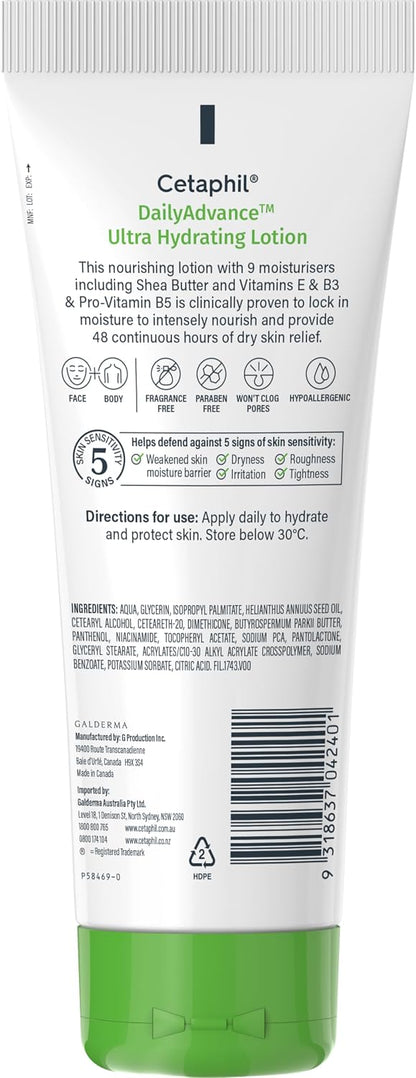 Cetaphil Daily Advance Ultra Hydrating Lotion 226g, for Face & Body