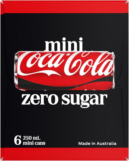Coca-Cola Zero Sugar Soft Drink Multipack Mini Cans 6 x 250mL