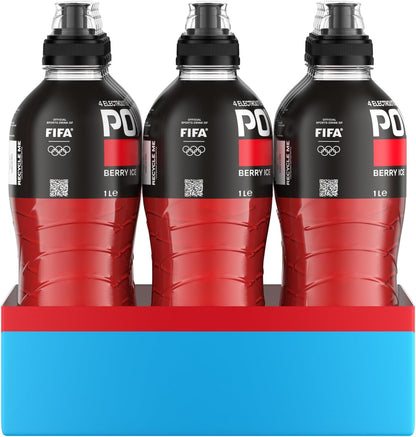 Powerade ION4 Berry Ice Sports Drink Sipper Cap Multipack Bottles 12 x 1L