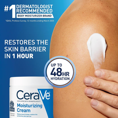 CeraVe Moisturizing Cream | Body and Face Moisturizer for Dry Skin | Body Cream with Hyaluronic Acid and Ceramides | Daily Moisturizer | Oil-Free | Fragrance Free | Non-Comedogenic | 19 Ounce