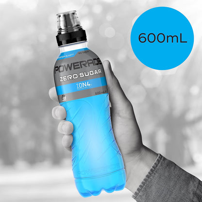 Powerade Zero Sugar Mountain Blast Sports Drink Sipper Cap Multipack Bottles 12 x 600mL